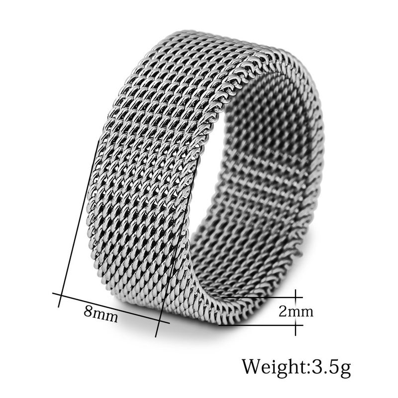 VQYSKO Stainless Steel Mesh Ring-Comfortable Fashionable Women and Man Engage Wedding Band, Size 4-13 (10, Silver) - Image 2